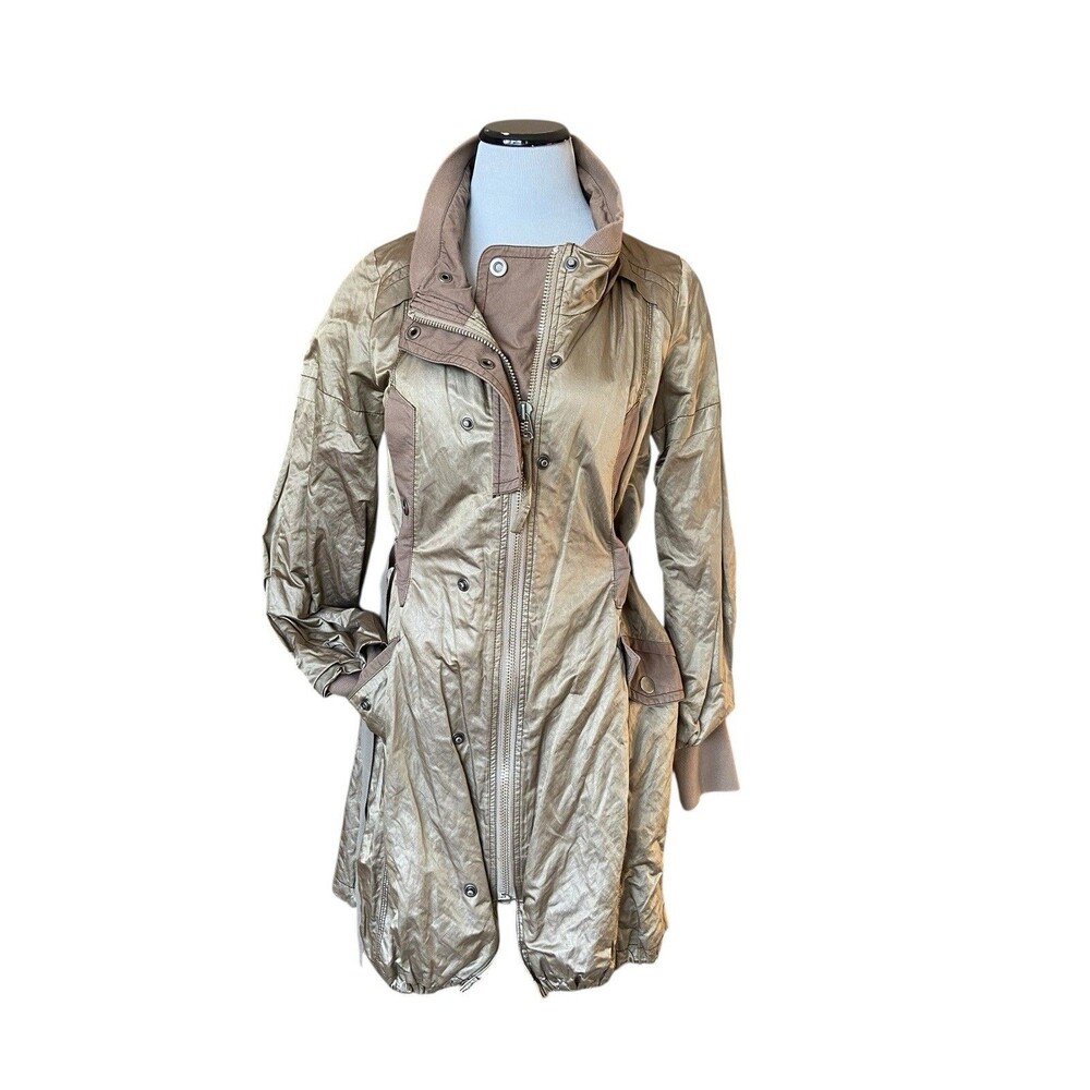 Kaylee Tankus Metallic Trench‎ Coat Size M Gold Art to Wear Avant Garde Runway